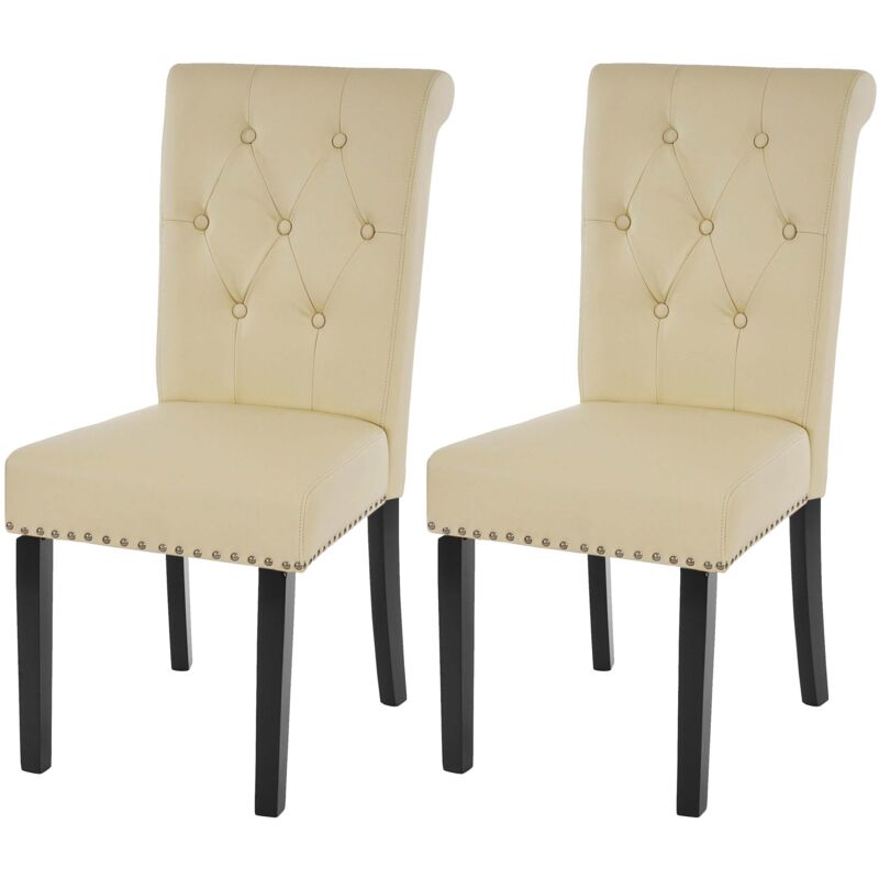 foto del prodotto set 2x sedie chesterfield ii ecopelle sala pranzo avorio piedi scuri