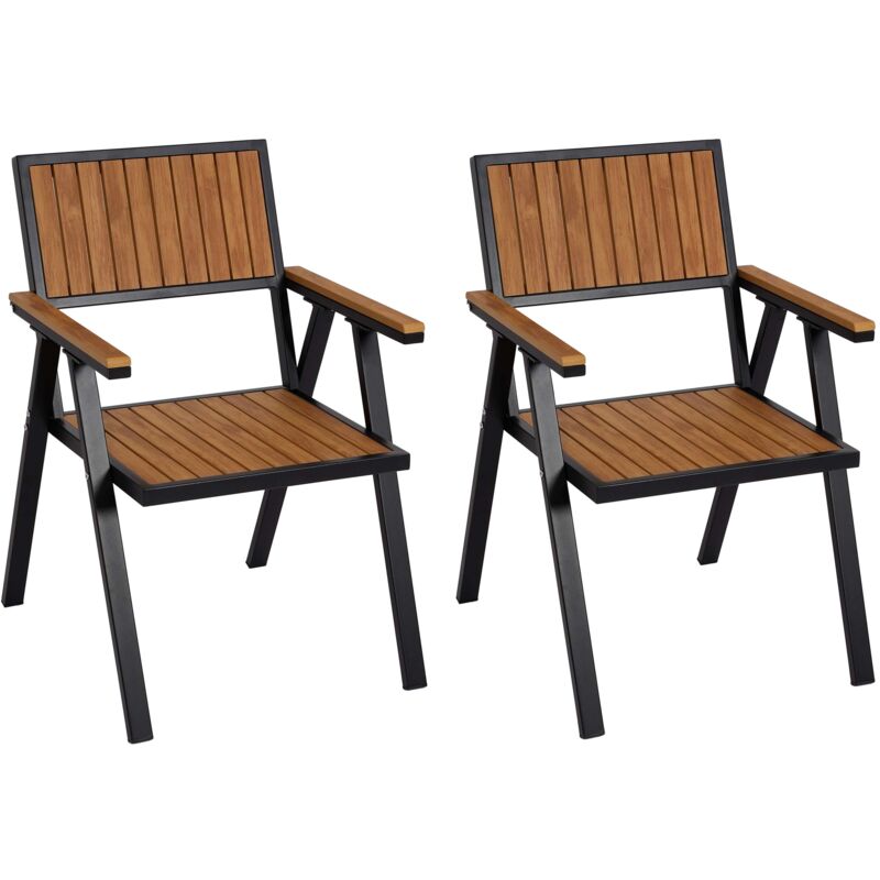 foto del prodotto set 2x sedie da esterno hhg 857 alluminio aspetto legno nero teak