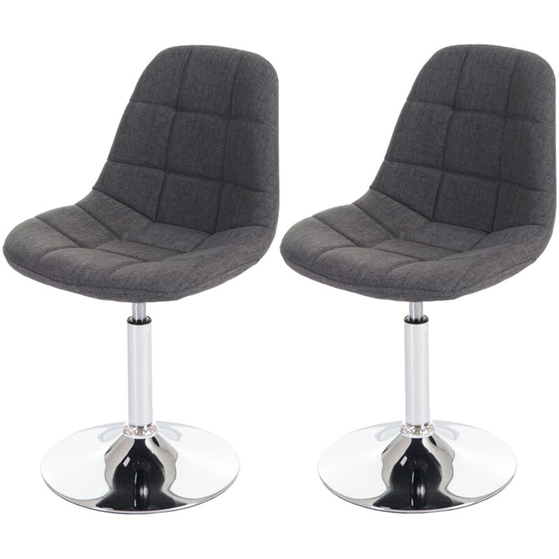 foto del prodotto set 2x sedie girevoli sgabello hhg 837 design moderno sala pranzo tessuto grigio