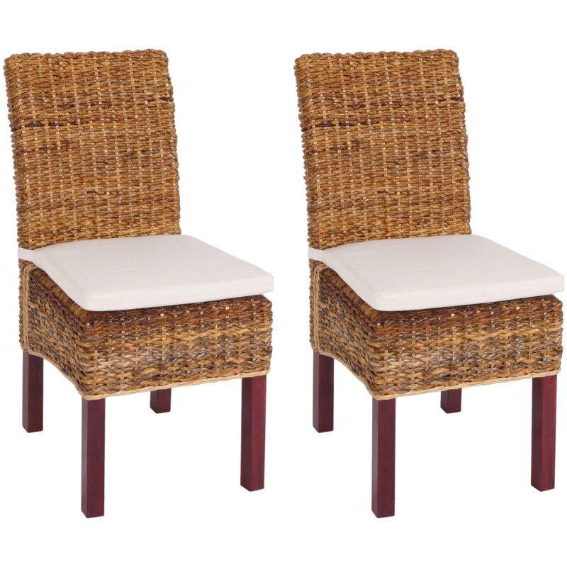 foto del prodotto set 2x sedie intreccio di banano eleganti soggiorno sala pranzo m69 bali gambe chiare con cuscini