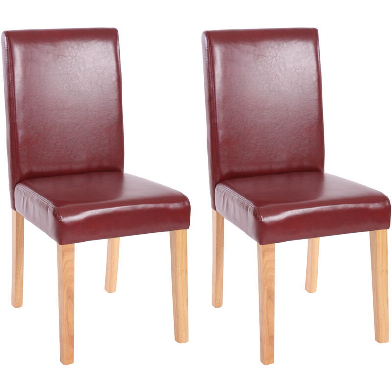 foto del prodotto set 2x sedie littau ecopelle opaca soggiorno cucina sala da pranzo 56x43x90cm rosso piedi chiari
