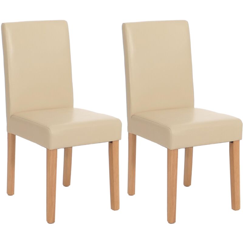 foto del prodotto set 2x sedie littau ecopelle soggiorno cucina sala da pranzo 56x43x90cm avorio piedi chiari