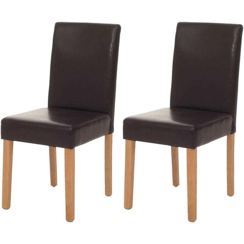 foto del prodotto set 2x sedie littau ecopelle soggiorno cucina sala da pranzo 56x43x90cm marrone piedi chiari