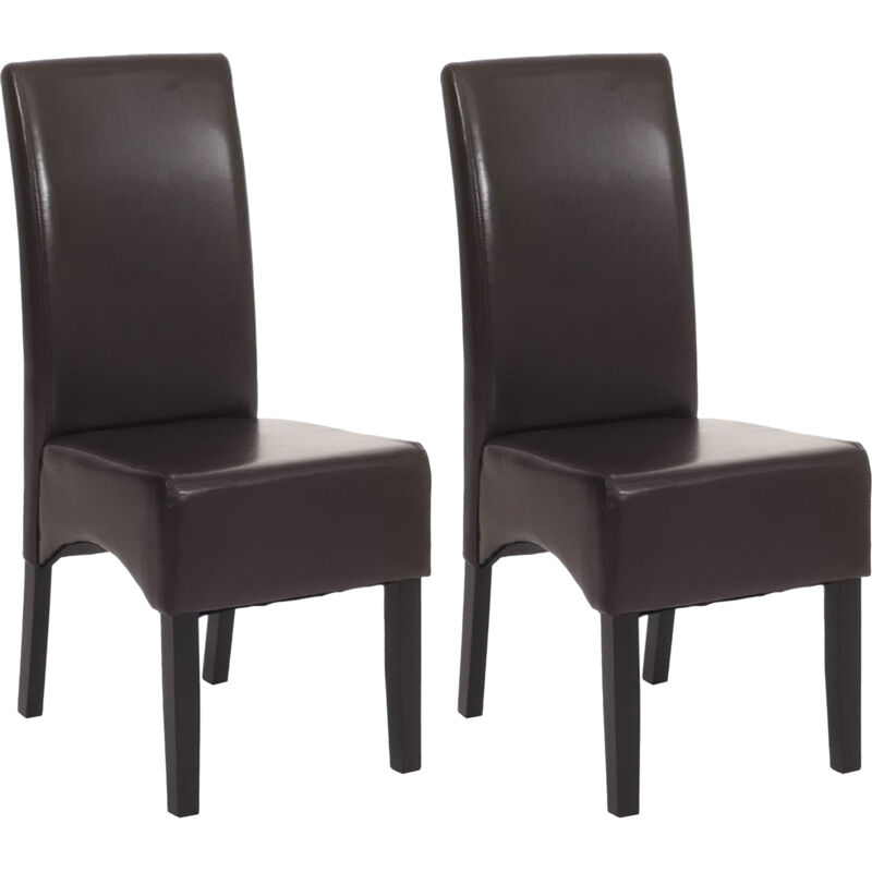 foto del prodotto set 2x sedie littau ecopelle soggiorno cucina sala da pranzo 56x43x90cm marrone piedi scuri