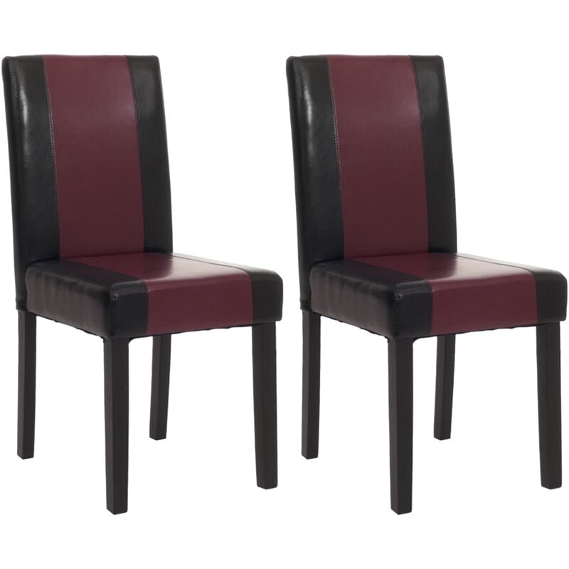 foto del prodotto set 2x sedie littau ecopelle soggiorno cucina sala da pranzo 56x43x90cm nero e rosso piedi scuri