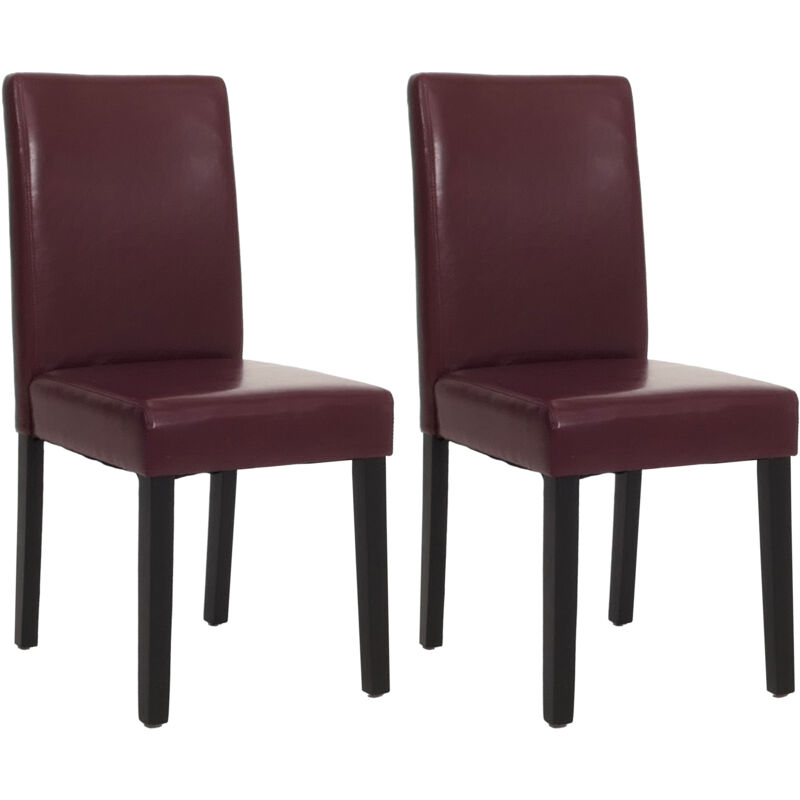 foto del prodotto set 2x sedie littau ecopelle soggiorno cucina sala da pranzo 56x43x90cm rosso piedi scuri