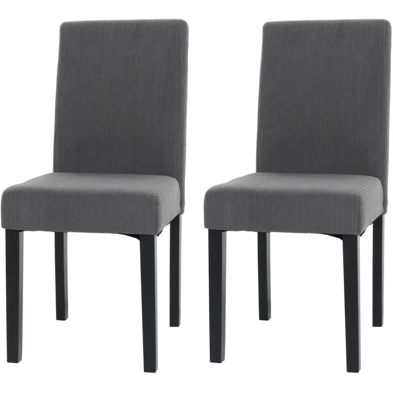 foto del prodotto set 2x sedie littau tessuto a coste soggiorno cucina sala da pranzo legno 90x42x50cm grigio scuro gambe scure