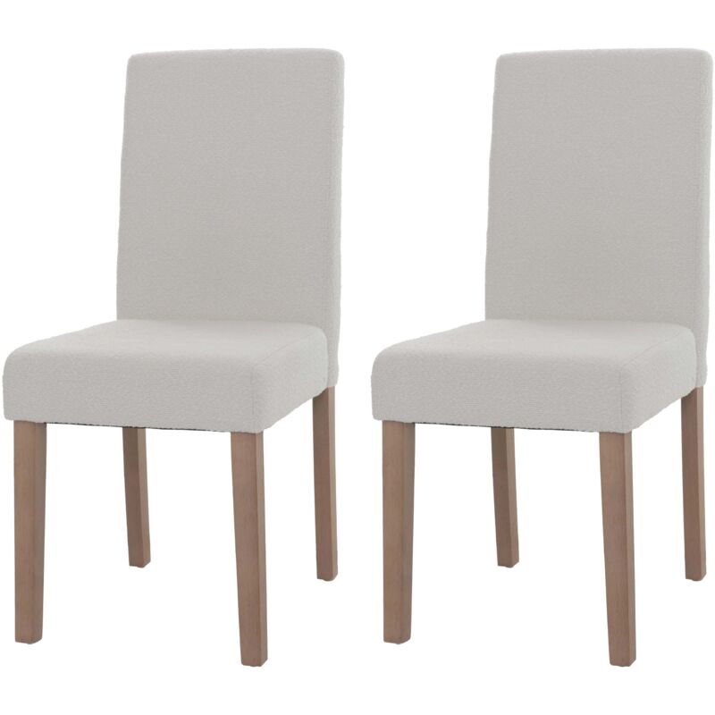 foto del prodotto set 2x sedie littau tessuto boucl soggiorno cucina sala da pranzo 90x42x50cm legno avorio
