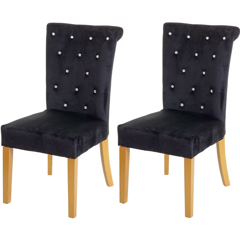 foto del prodotto set 2x sedie per sala da pranzo soggiorno hhg 513 100x51x64cm velluto nero con gambe dorate