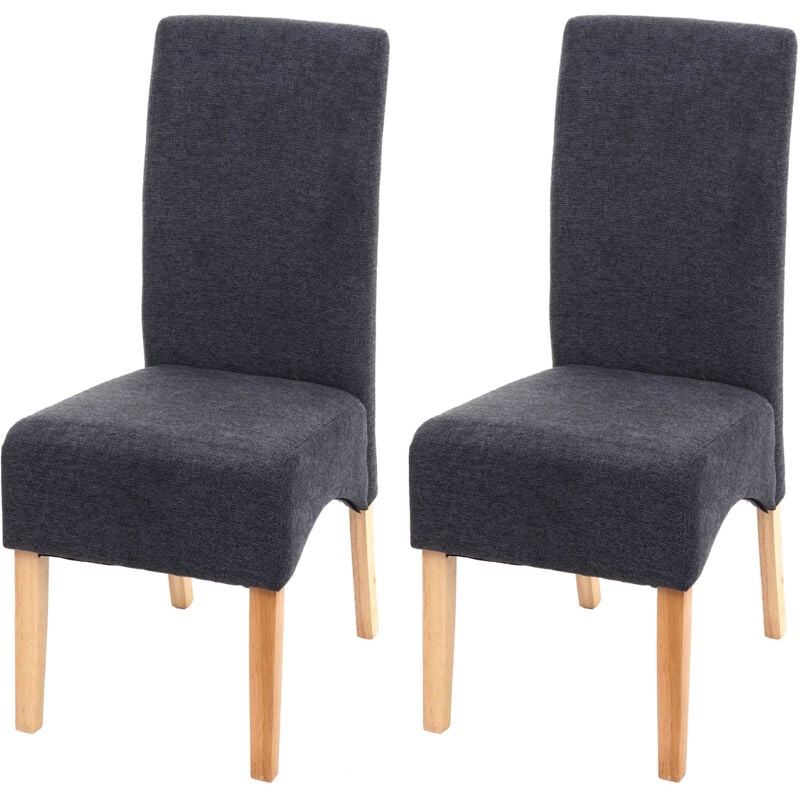 foto del prodotto set 2x sedie soggiorno moderno elegante latina tessuto per sala da pranzo grigio scuro gambe chiare