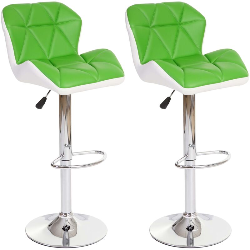foto del prodotto set 2x sgabelli bar regolabile girevole con poggiapiedi hhg 156 acciaio cromato ecopelle verde