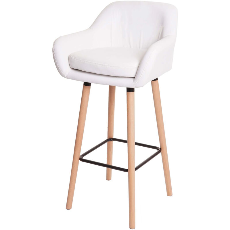 foto del prodotto set 2x sgabelli nordico moderno scandinavo malmoe t381 legno massiccio ecopelle bianco