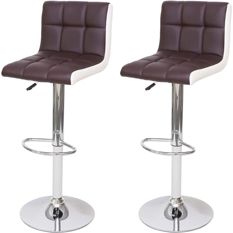 foto del prodotto set 2x sgabelli regolabili girevoli lounge hhg 232 ecopelle base cromata marrone bianco