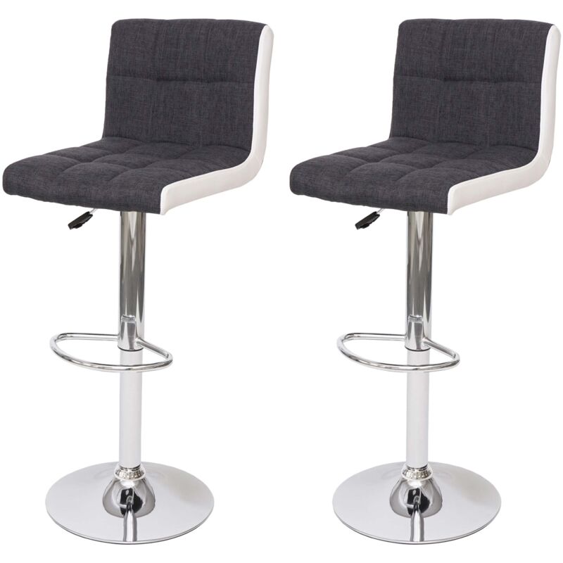 foto del prodotto set 2x sgabelli regolabili girevoli lounge hhg 232 ecopelle tessuto base cromata grigio scuro bianco