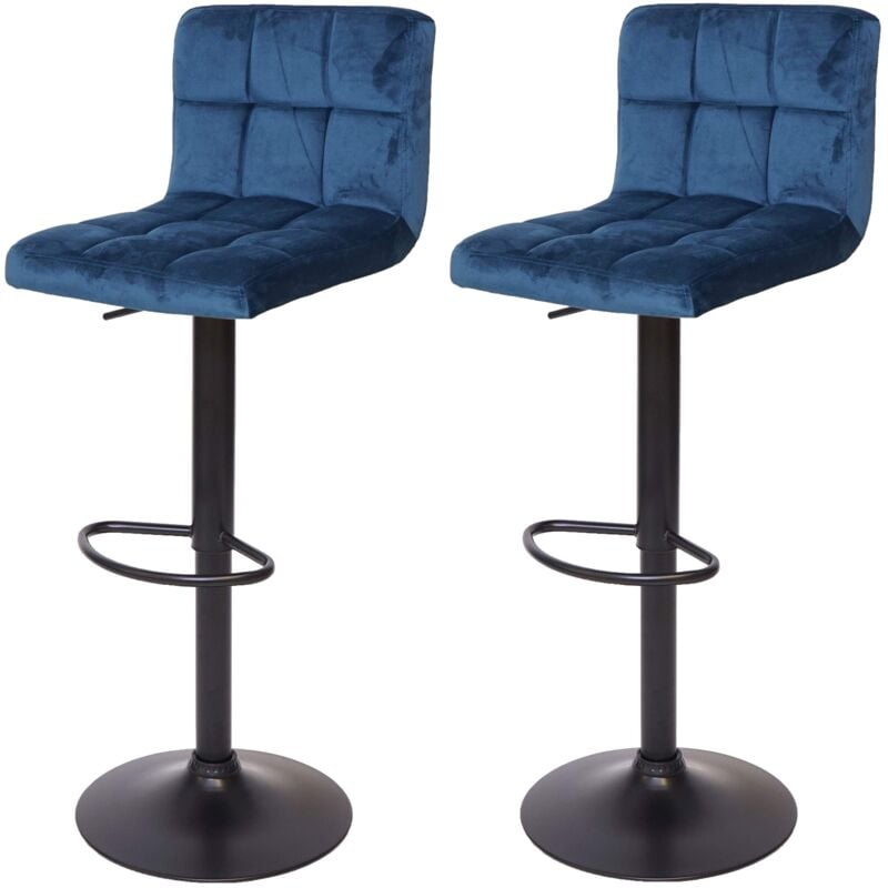foto del prodotto set 2x sgabelli regolabili girevoli lounge hhg 232 velluto base nera petrolio