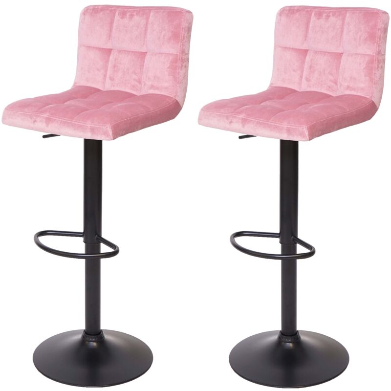 foto del prodotto set 2x sgabelli regolabili girevoli lounge hhg 232 velluto base nera rosa