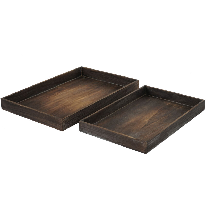 foto del prodotto set 2x vassoi da cucina shabby vintage t285 legno paulonia design decorativo marrone