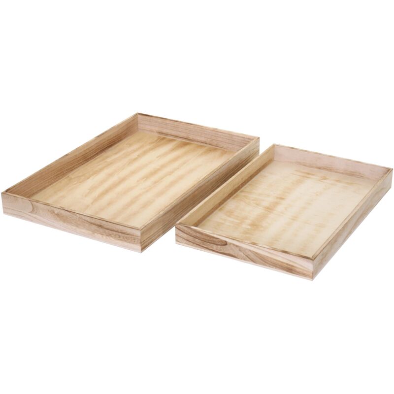 foto del prodotto set 2x vassoi da cucina shabby vintage t285 legno paulonia design decorativo naturale