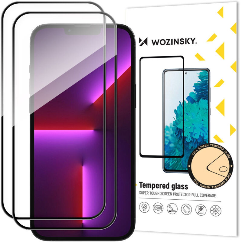 foto del prodotto set 2x vetro temperato a schermo intero con cornice per iphone 15 plus, nero