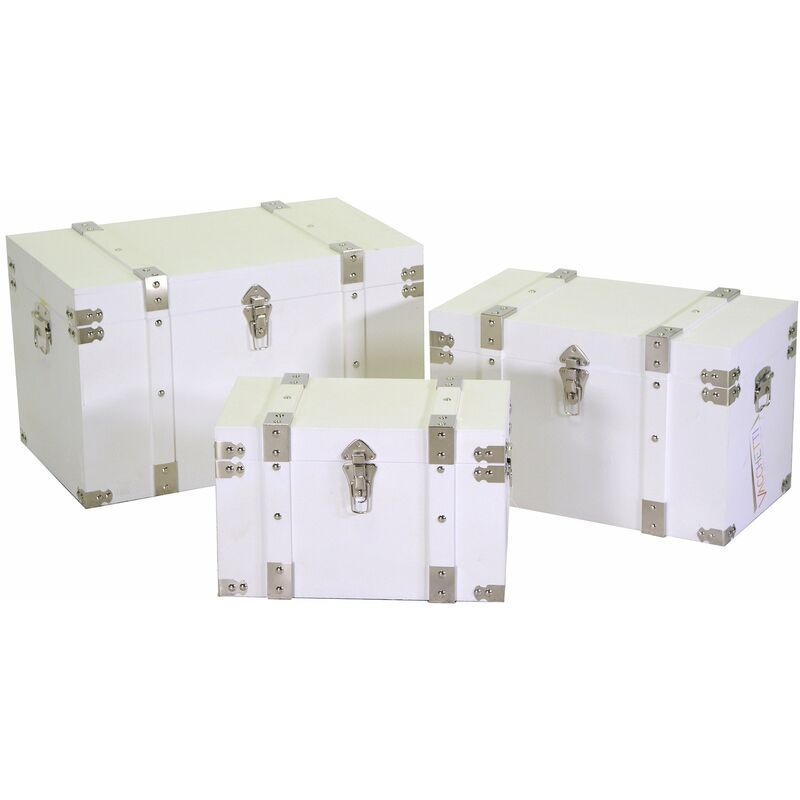 foto del prodotto set 3 baule in legno bianco rettangolare