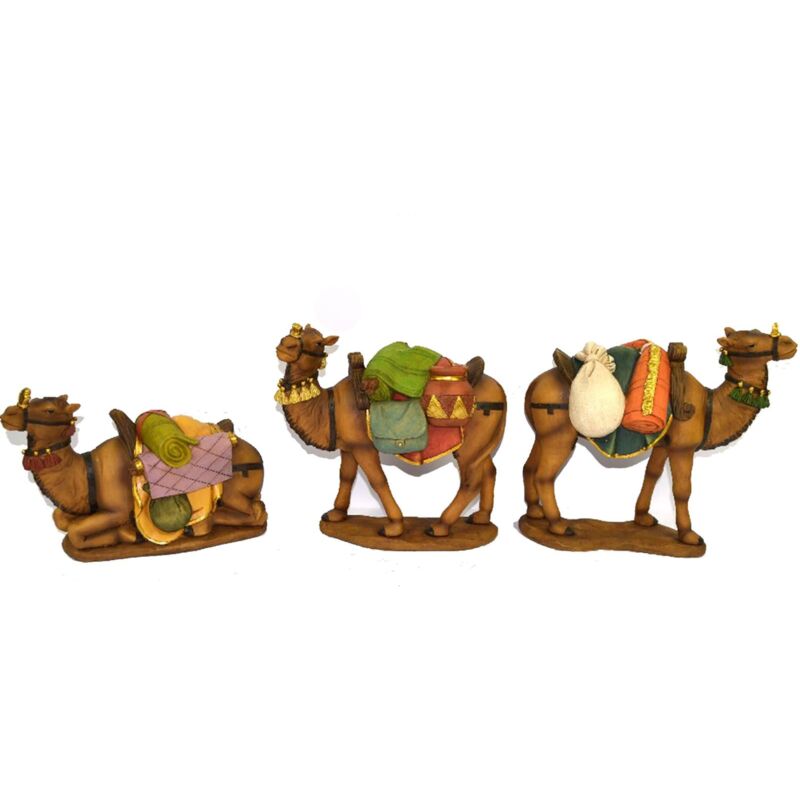foto del prodotto set 3 cammelli dei re magi per nativit presepe decorazione natalizia in poli resina 13 cm