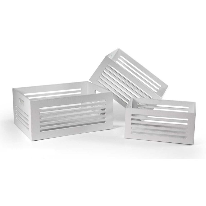 foto del prodotto set 3 cassette bianche decorative realizzate in legno