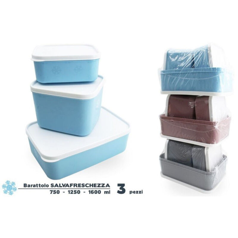 foto del prodotto set 3 contenitori barattolo salvafreschezza alimenti cibi freezer ermetico 947676 trade shop traesio
