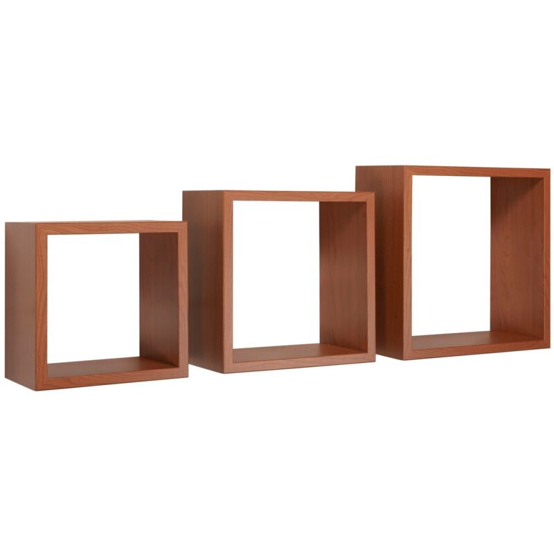 foto del prodotto set 3 cubi mensole parete ciliegio scaffale salotto soggiorno camera incubo
