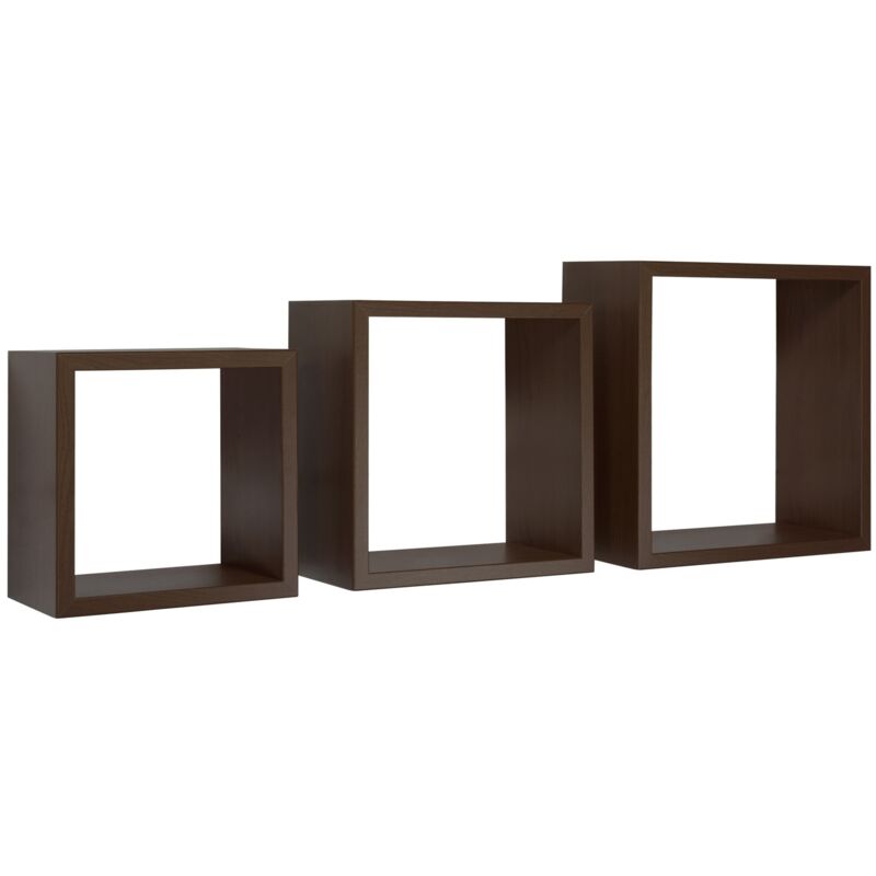 foto del prodotto set 3 cubi mensole parete marrone scaffale salotto soggiorno camera incubo