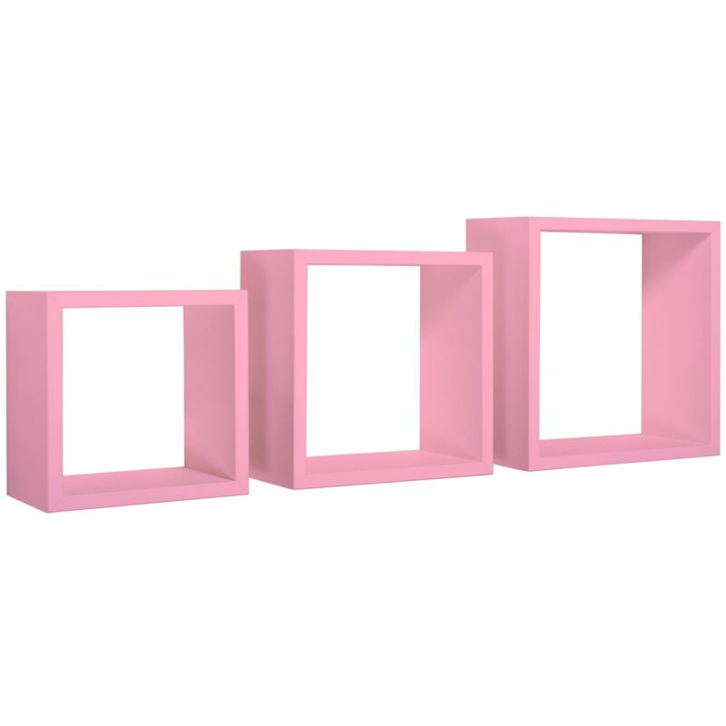 foto del prodotto set 3 cubi mensole parete rosa scaffale salotto soggiorno camera incubo