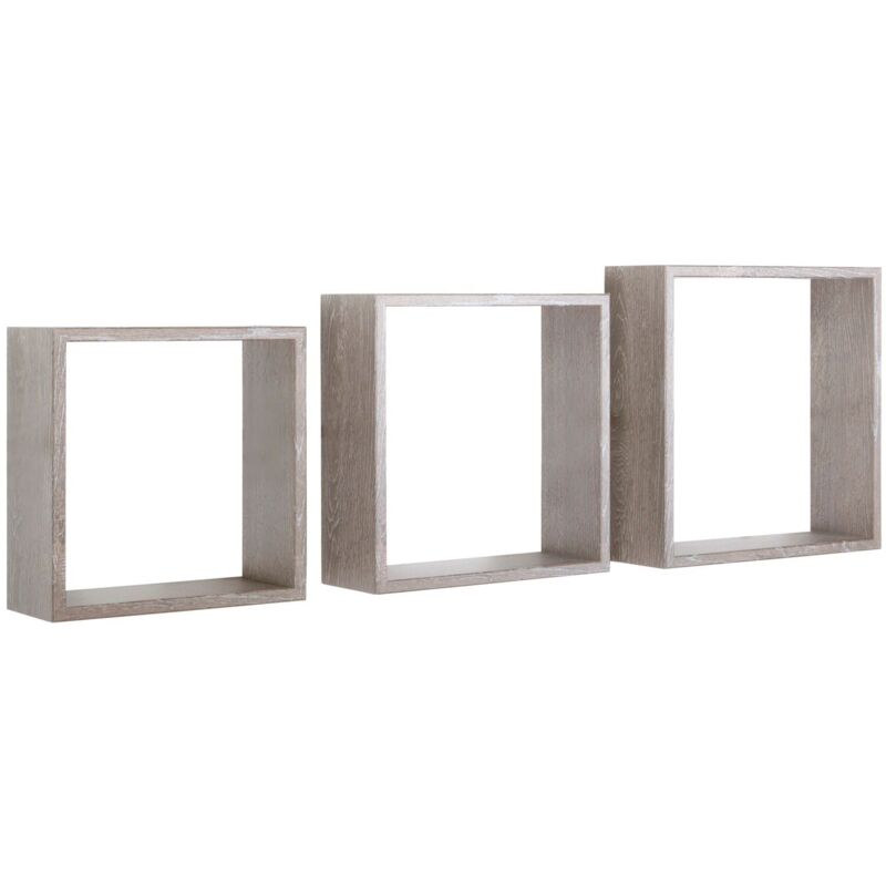 foto del prodotto set 3 cubi mensole parete rovere grigio scuro scaffale salotto soggiorno camera incubo slim