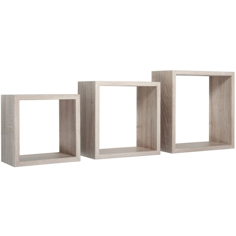 foto del prodotto set 3 cubi mensole parete rovere scaffale salotto soggiorno camera incubo