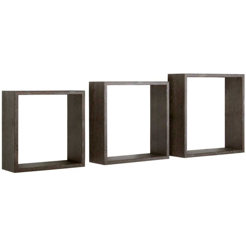 foto del prodotto set 3 cubi mensole parete rovere scuro scaffale salotto soggiorno camera incubo slim