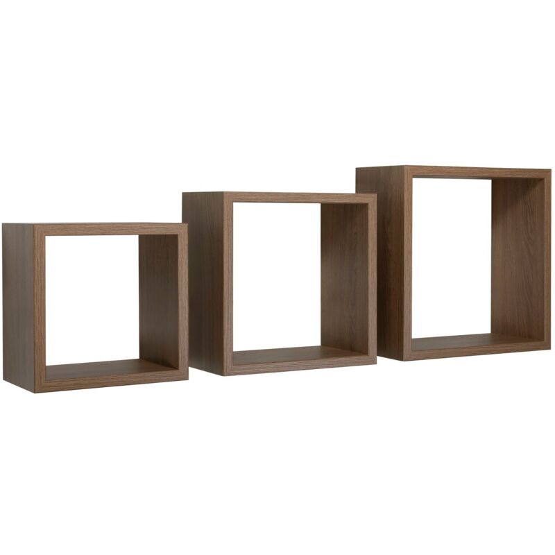 foto del prodotto set 3 cubi mensole parete tabacco scaffale salotto soggiorno camera incubo