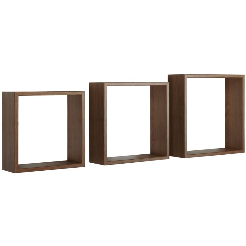 foto del prodotto set 3 cubi mensole parete tabacco scaffale salotto soggiorno camera incubo slim