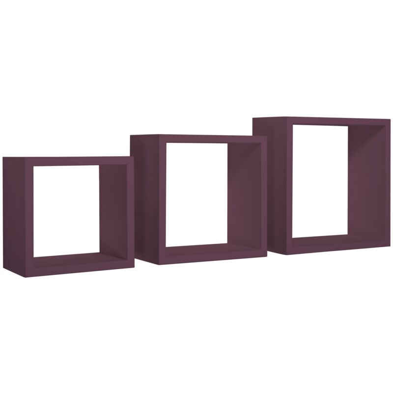 foto del prodotto set 3 cubi mensole parete viola scaffale salotto soggiorno camera incubo