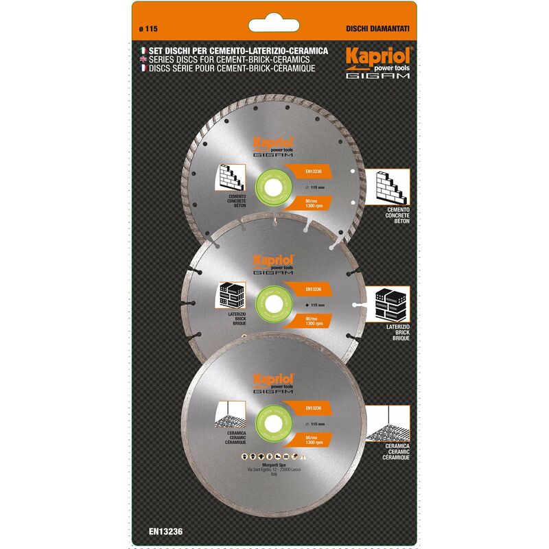foto del prodotto set 3 dischi diamantati 115 mm 99071