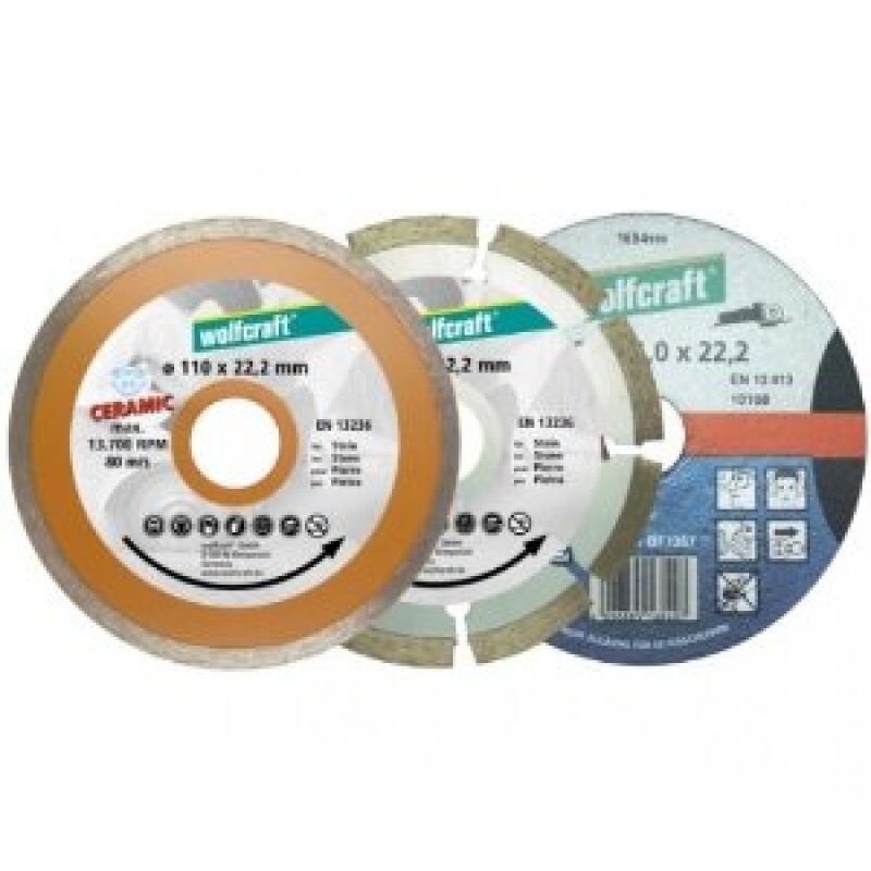 foto del prodotto set 3 dischi per smerigliatrici angolare wolfcraft