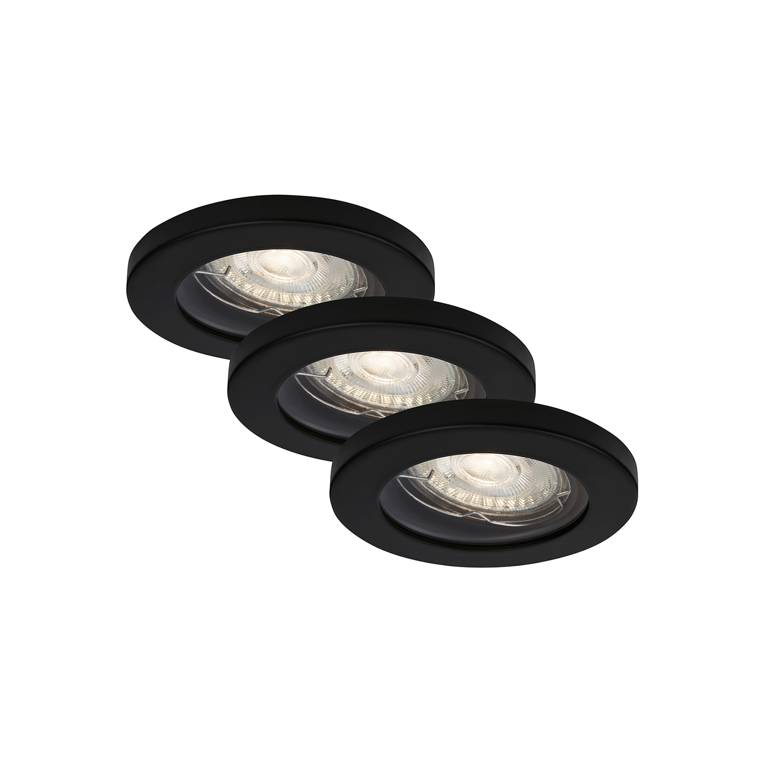 foto del prodotto set 3 faretti incasso kowali metallo nero 3 luci gu10