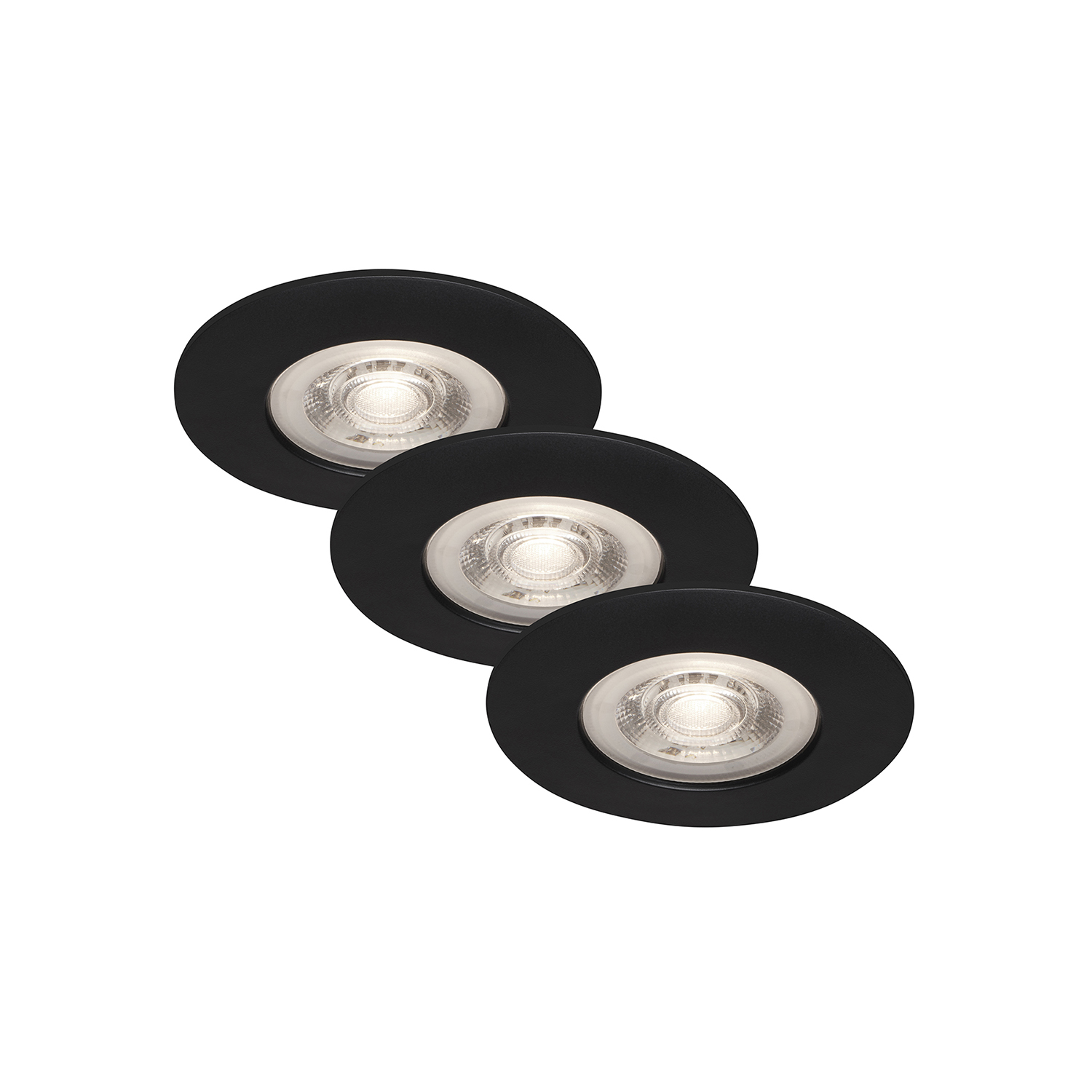 foto del prodotto set 3 faretti incasso kulana plastica nero opaco led integrato 5w 3000k
