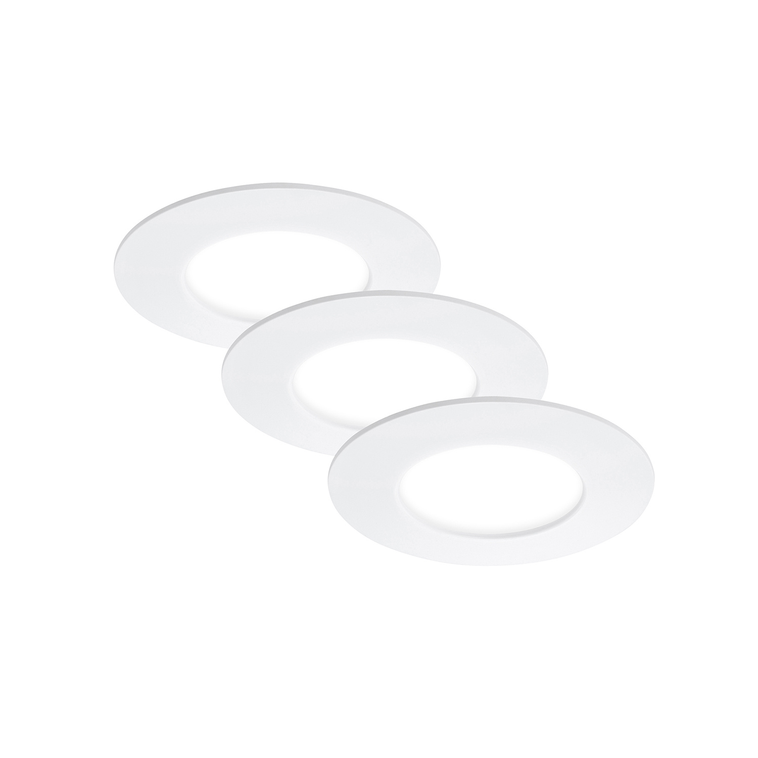 foto del prodotto set 3 faretti incasso moderno flat in plastica bianco led integrato 5,5w 4000k
