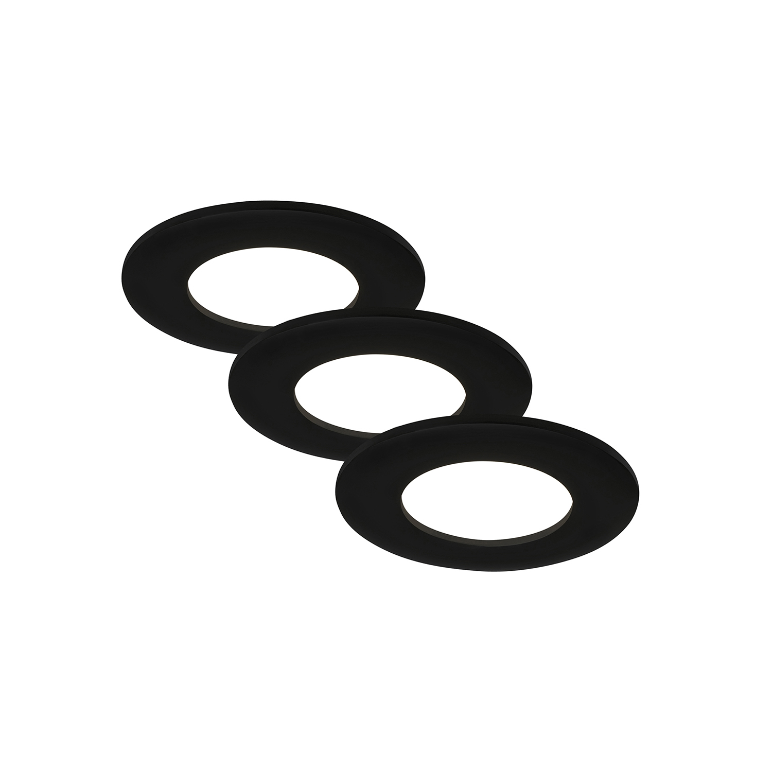 foto del prodotto set 3 faretti incasso moderno flat in plastica nero opaco led integrato 5w 4000k