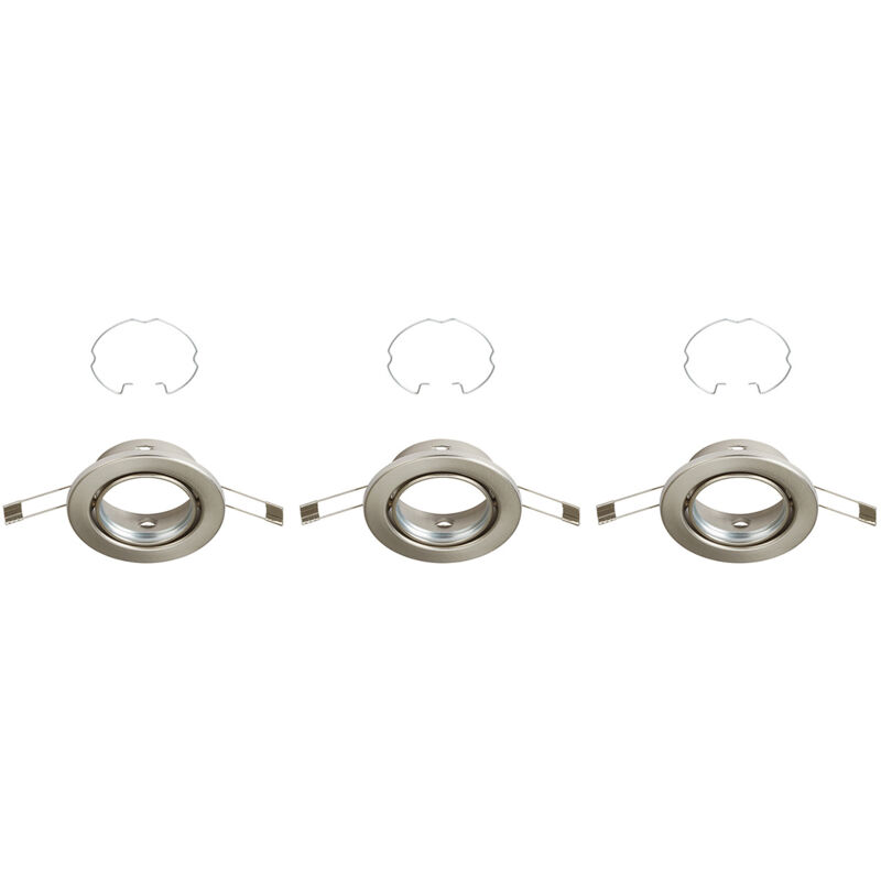 foto del prodotto set 3 faretti incasso reng metallo nichel satinato 3 luci gu10