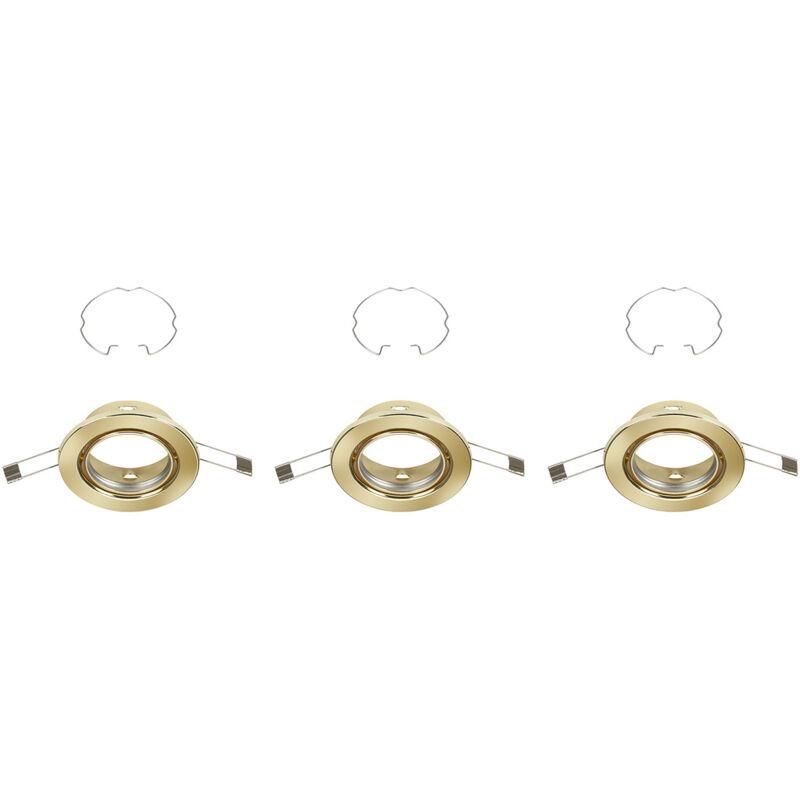 foto del prodotto set 3 faretti incasso reng metallo ottone 3 luci gu10
