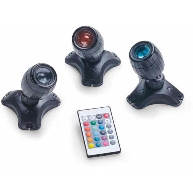 foto del prodotto set 3 faretti per laghetti da giardino a led con telecomando