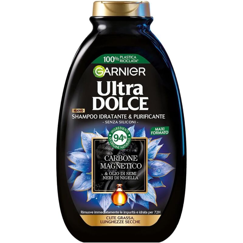 foto del prodotto set 3 garnier shampoo ultra dolce da 300 ml carbone magnetico purificante