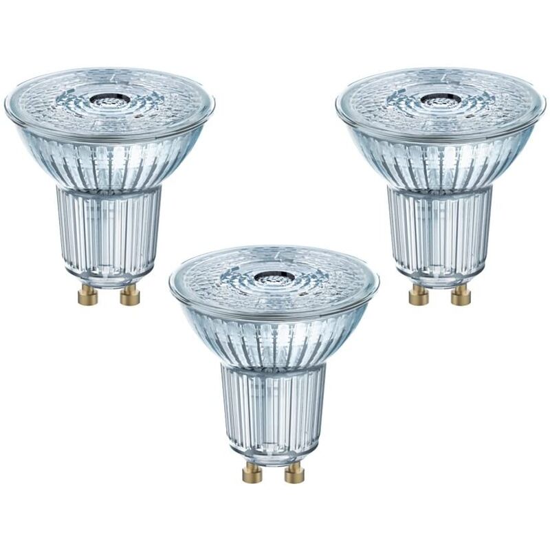 foto del prodotto set 3 lampadine led par16 gu10 in vetro con riflettore 2700k warm white osram