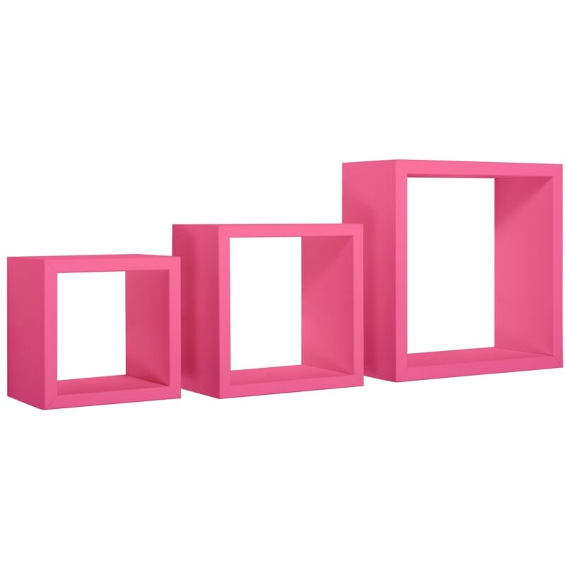 foto del prodotto set 3 mensole cubi parete fuxia scaffale salotto soggiorno camera rubic