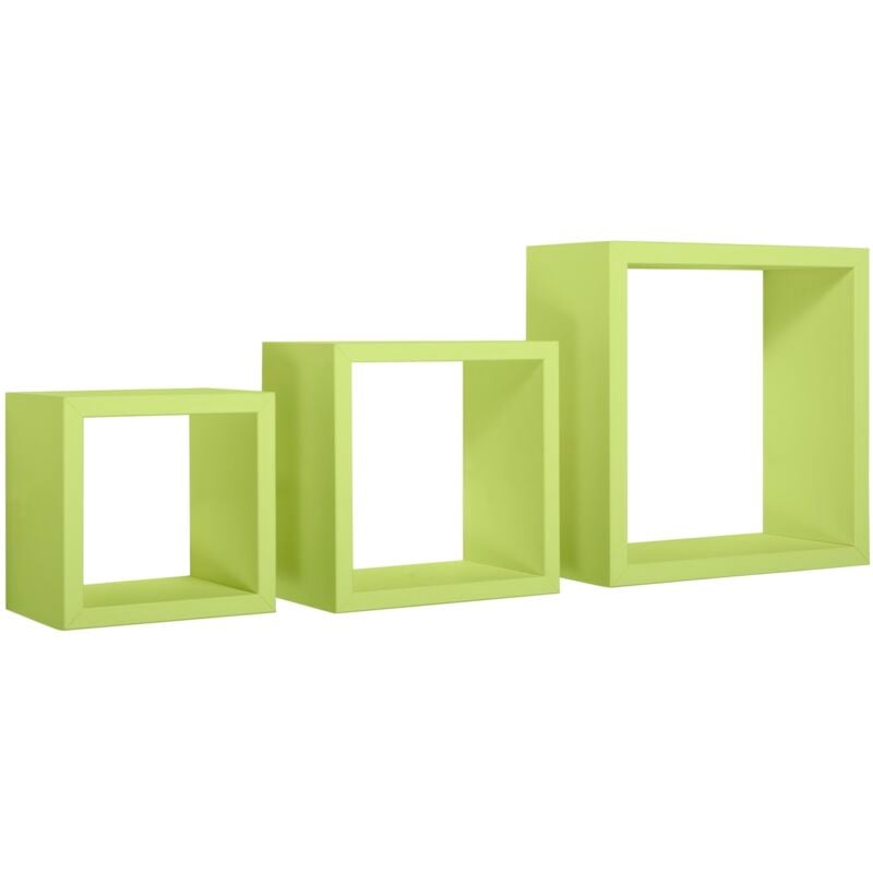 foto del prodotto set 3 mensole cubi parete verde scaffale salotto soggiorno camera rubic