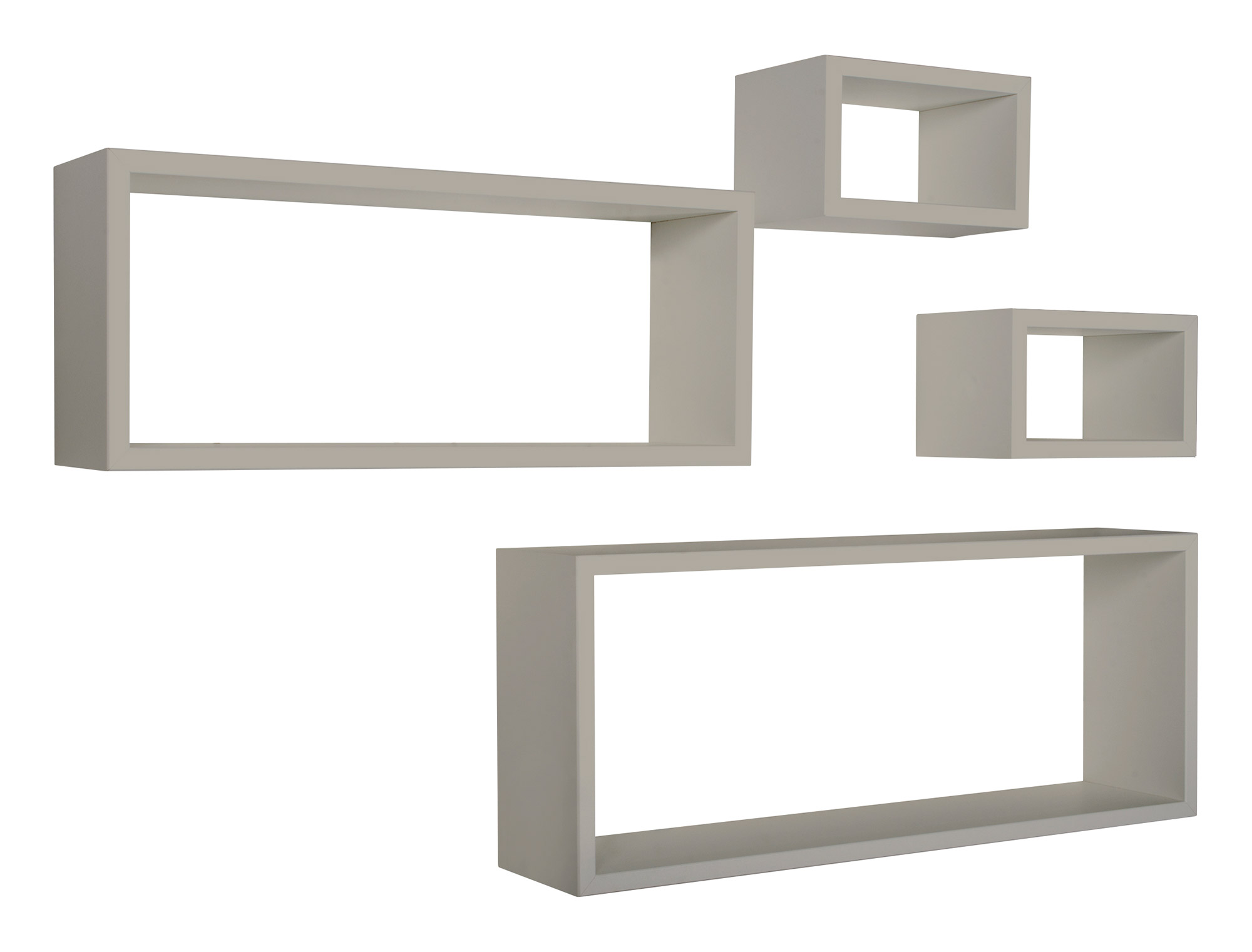 foto del prodotto set 3 mensole cubo da parete quadrato e rettangolare in fibra di legno merlino marrone talpa